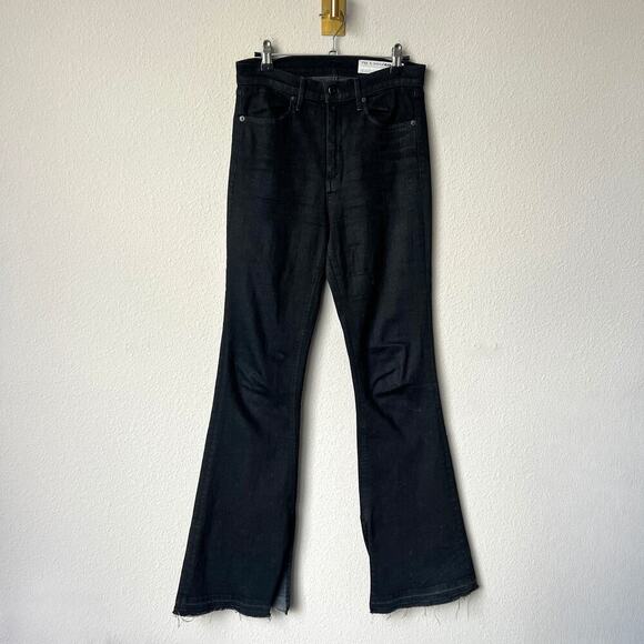 Rag & Bone Bella Black Slit Hem High Rise Flare Jeans Size 28 - Picture 3 of 6